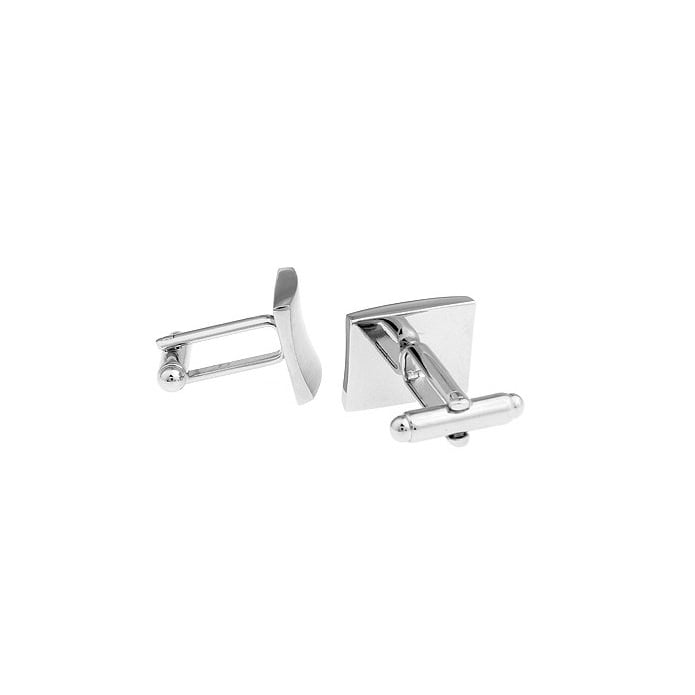 Mens Executive Cufflinks Brushed Antique Silver Curved In Block Formal Cuff Links The Big Day with Gift Box Image 2