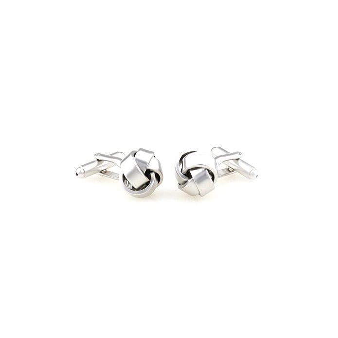 Brushed Silver Ribbon Knots Formal Wear Cufflinks Cuff Links Image 2