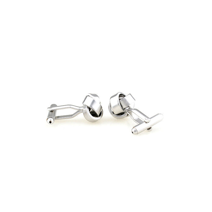 Brushed Silver Ribbon Knots Formal Wear Cufflinks Cuff Links Image 3