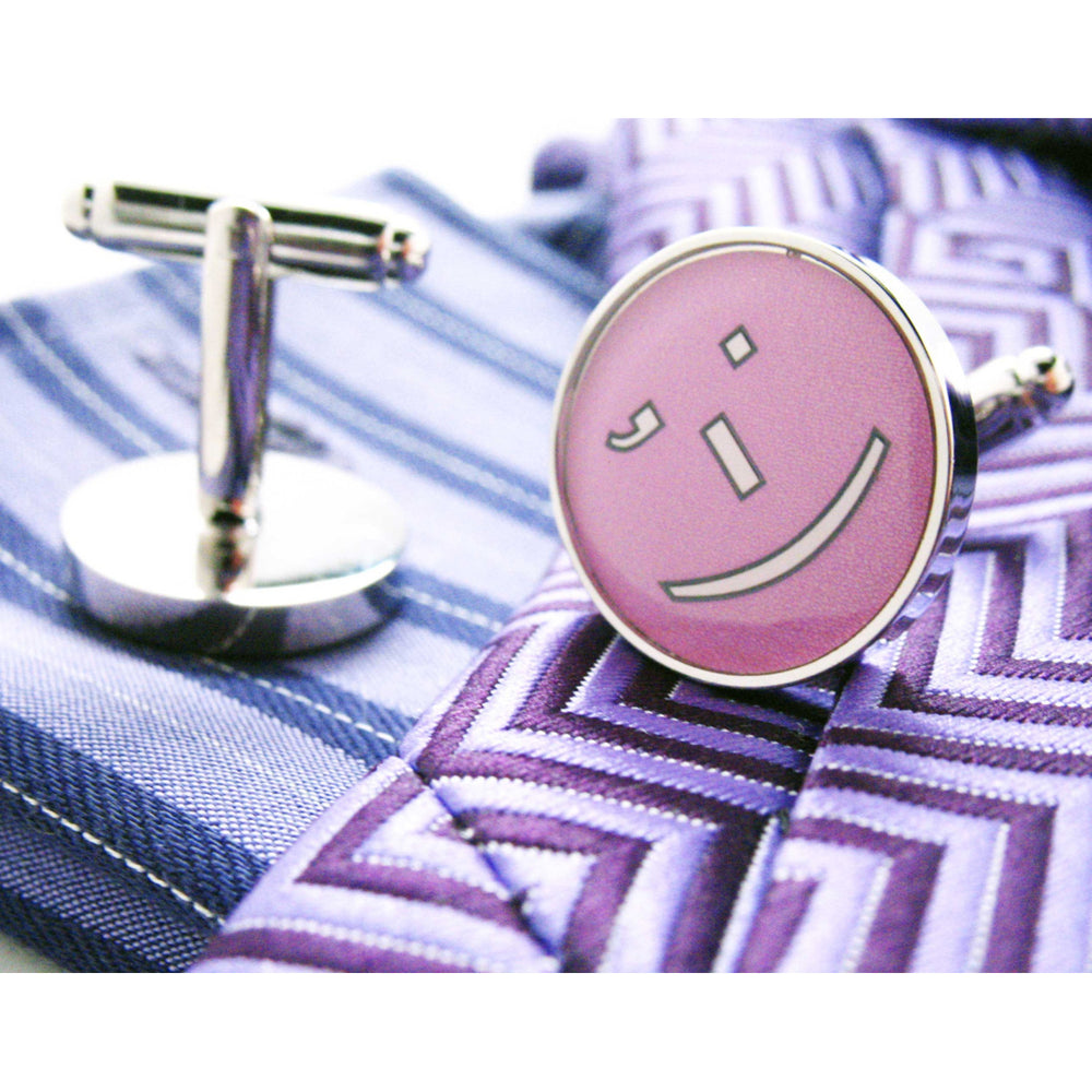 Emoji Cufflinks Winky Face Emoji Texts Purple Message Smiley Face Cuff Links Image 2