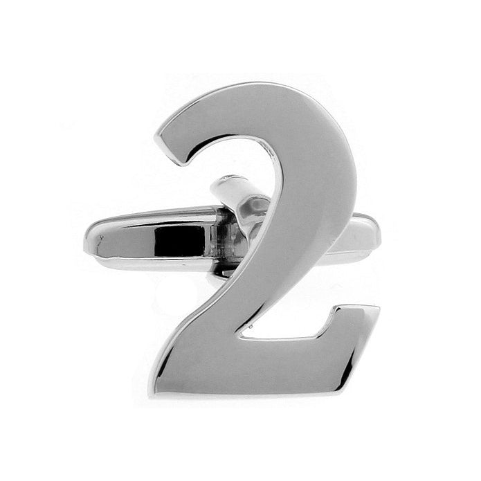 Silver Tone Number "2" Cufflinks Silver Tone  2 Cut Numbers Personal Cuff Links Image 1