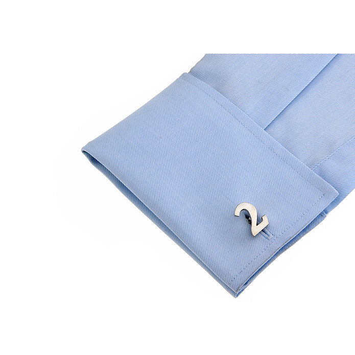Silver Tone Number "2" Cufflinks Silver Tone  2 Cut Numbers Personal Cuff Links Image 3