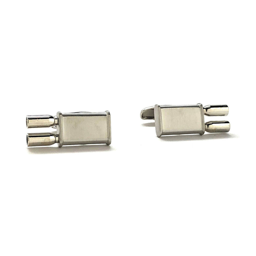 Brushed Silver Racing Exhaust Cufflinks Muffler Sports Car Automobile Cufflinks Cuff Links Image 1