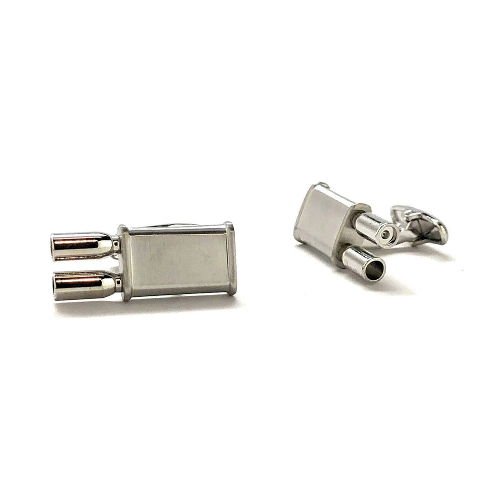 Brushed Silver Racing Exhaust Cufflinks Muffler Sports Car Automobile Cufflinks Cuff Links Image 2