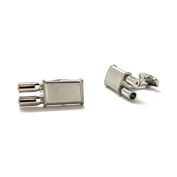 Brushed Silver Racing Exhaust Cufflinks Muffler Sports Car Automobile Cufflinks Cuff Links Image 2