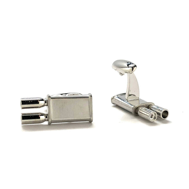 Brushed Silver Racing Exhaust Cufflinks Muffler Sports Car Automobile Cufflinks Cuff Links Image 3