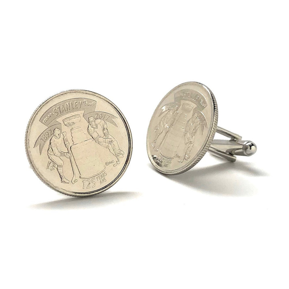 Hockey Cufflinks Uncirculated Stanley Cup Custom Quarter Cuff links Husband Gifts for Dad Gifts for Him Ice Hockey Fan Image 2