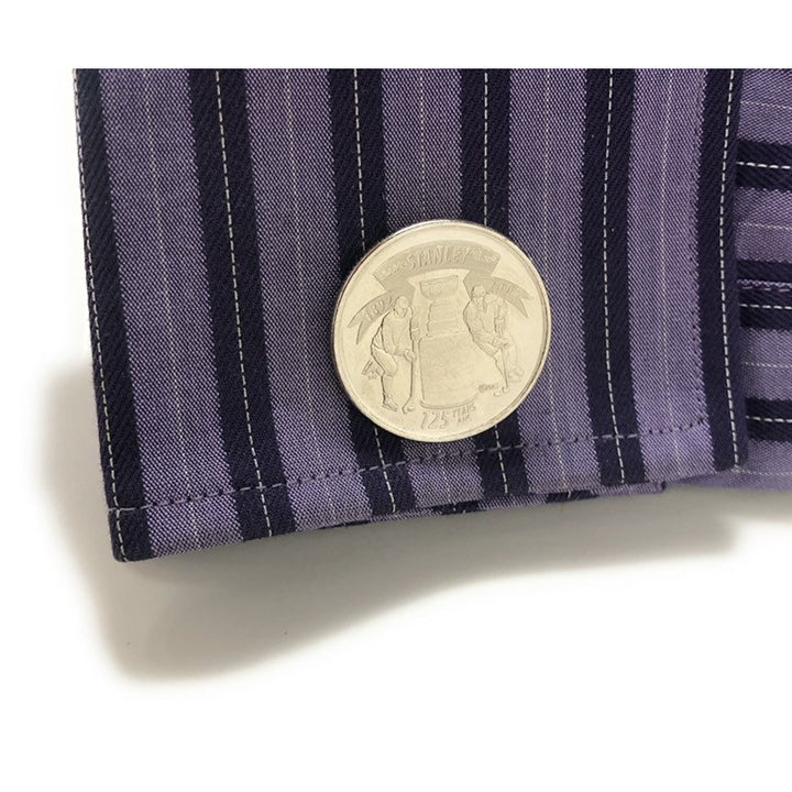 Hockey Cufflinks Uncirculated Stanley Cup Custom Quarter Cuff links Husband Gifts for Dad Gifts for Him Ice Hockey Fan Image 4