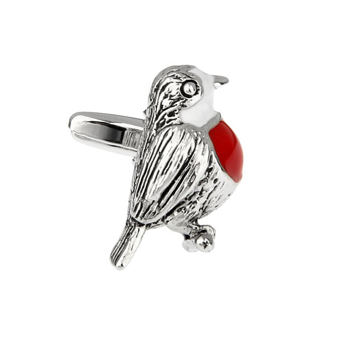 Robin Cufflinks Red Breast Song Bird Bird Watchers Silver Cufflinks Cuff Links Image 1