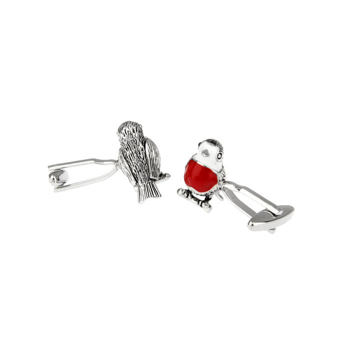 Robin Cufflinks Red Breast Song Bird Bird Watchers Silver Cufflinks Cuff Links Image 2