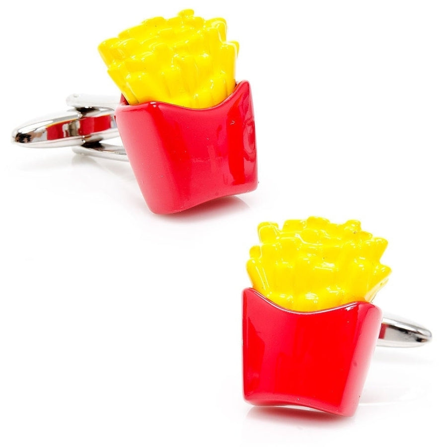 Famous Enamel French Fries Cufflinks Fast Food Restaurant Food Cuff Links fun jewelry wedding cufflinks custom cufflink Image 1