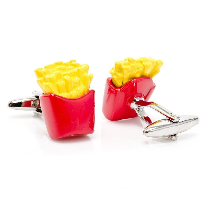 Famous Enamel French Fries Cufflinks Fast Food Restaurant Food Cuff Links fun jewelry wedding cufflinks custom cufflink Image 2