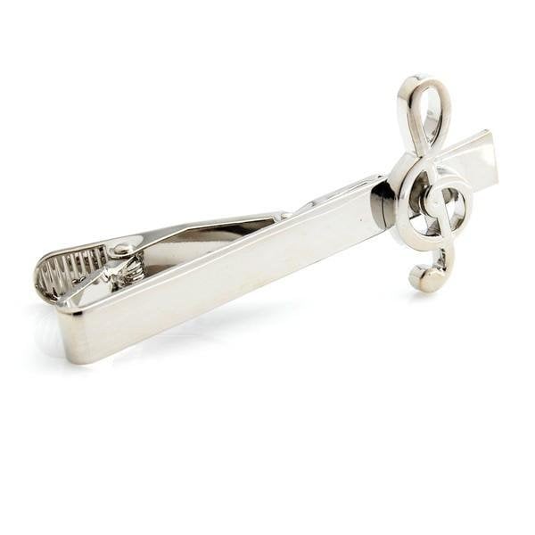 Music Note Tie Clip Tie Bar Silver Tone Very Cool Comes with Gift Box Image 1