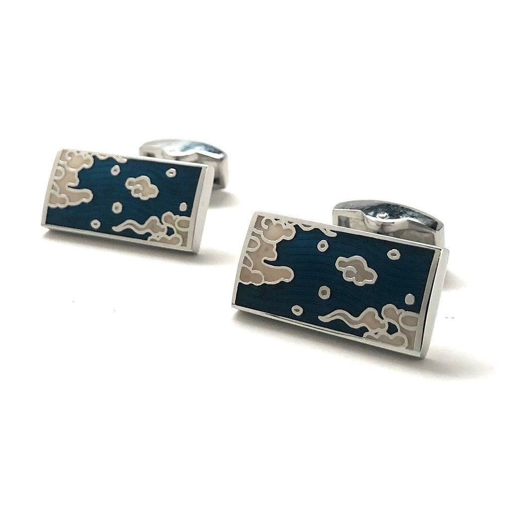Lucky Skies cufflinks Brings Good Fortune Cufflinks Cuff Links Whale Tail Post Blue Sky Image 3
