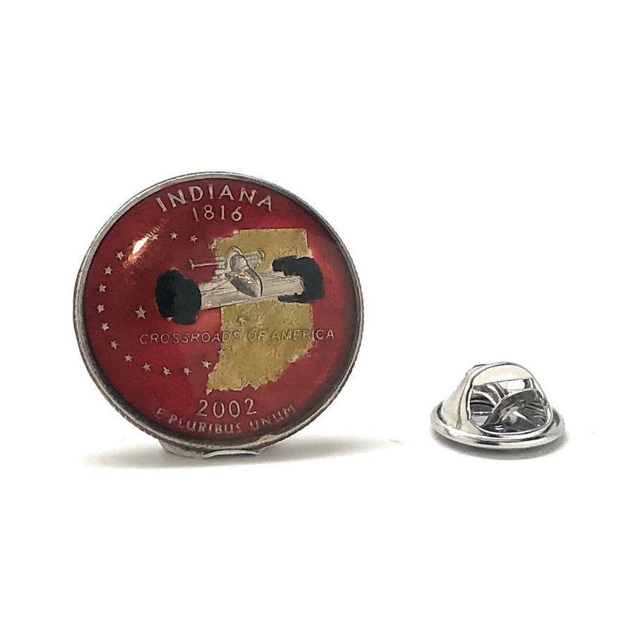 Enamel Pin Hand Painted Indianapolis State Quarter Coin Lapel Pin Tie Tack Travel Souvenir Coins Red Edition Cool Fun Image 1