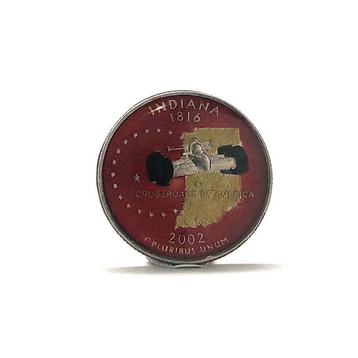 Enamel Pin Hand Painted Indianapolis State Quarter Coin Lapel Pin Tie Tack Travel Souvenir Coins Red Edition Cool Fun Image 2