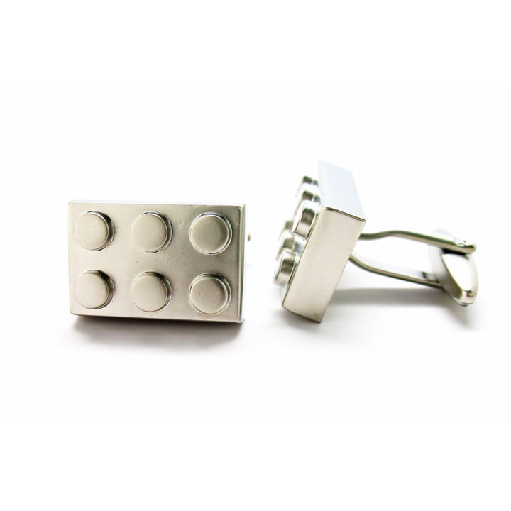 Block King Master Cufflinks Brick Game Piece Silver Tone Cuff Links Nerdy Party Master Engineer Comes with Gift Box Image 4