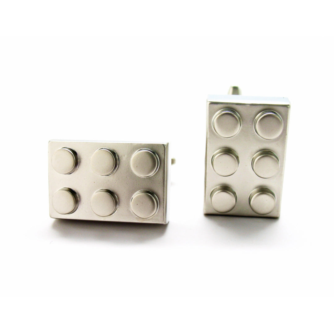 Block King Master Cufflinks Brick Game Piece Silver Tone Cuff Links Nerdy Party Master Engineer Comes with Gift Box Image 4