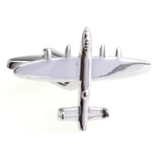 Silver Airplane Cufflinks Avro Lancaster RAF British four Engined Second World War Heavy Bomber WWII Cuff Links Comes Image 1