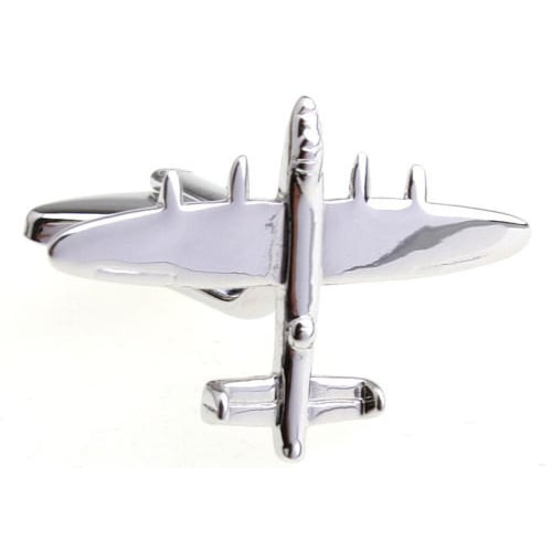Silver Airplane Cufflinks  Avro  Lancaster RAF British  four Engined Second World War Heavy Bomber WWII Cuff Links Comes Image 1