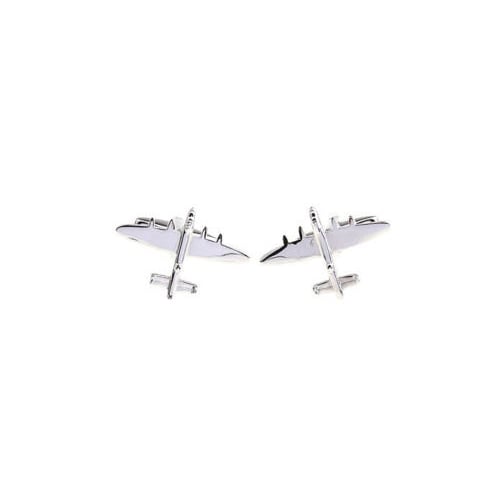Silver Airplane Cufflinks  Avro  Lancaster RAF British  four Engined Second World War Heavy Bomber WWII Cuff Links Comes Image 2