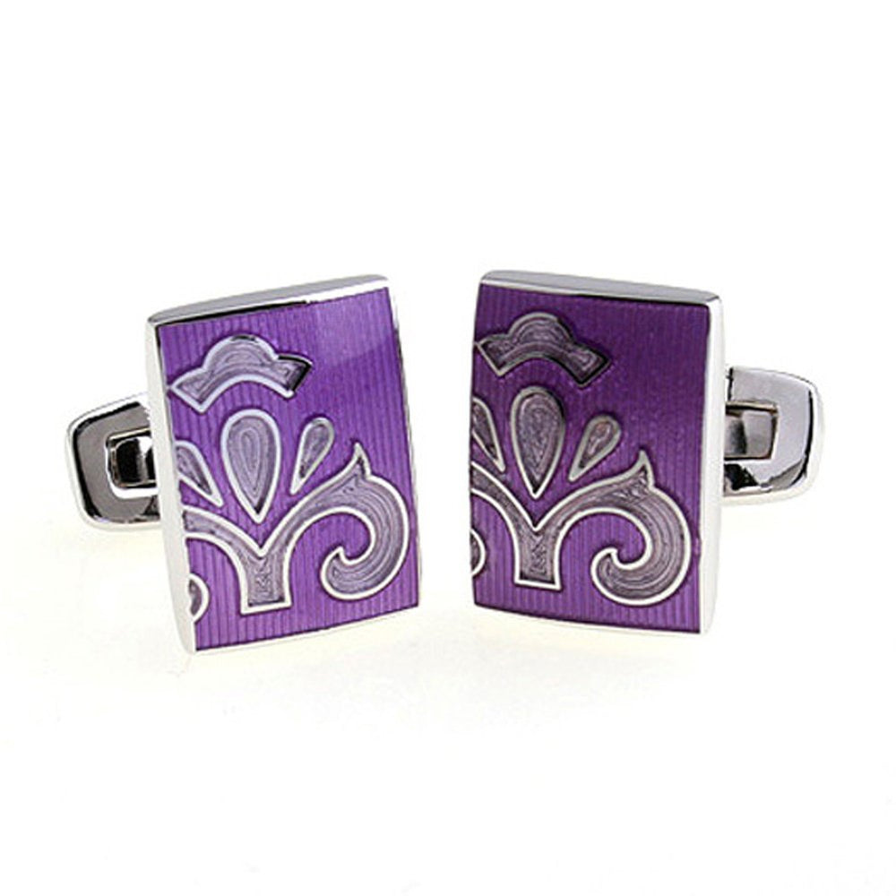 Purple Bold Passion Cufflinks Fleur Enamel Tile  Cuff Links Solid Post Whale Tail Backing Cufflinks Image 2