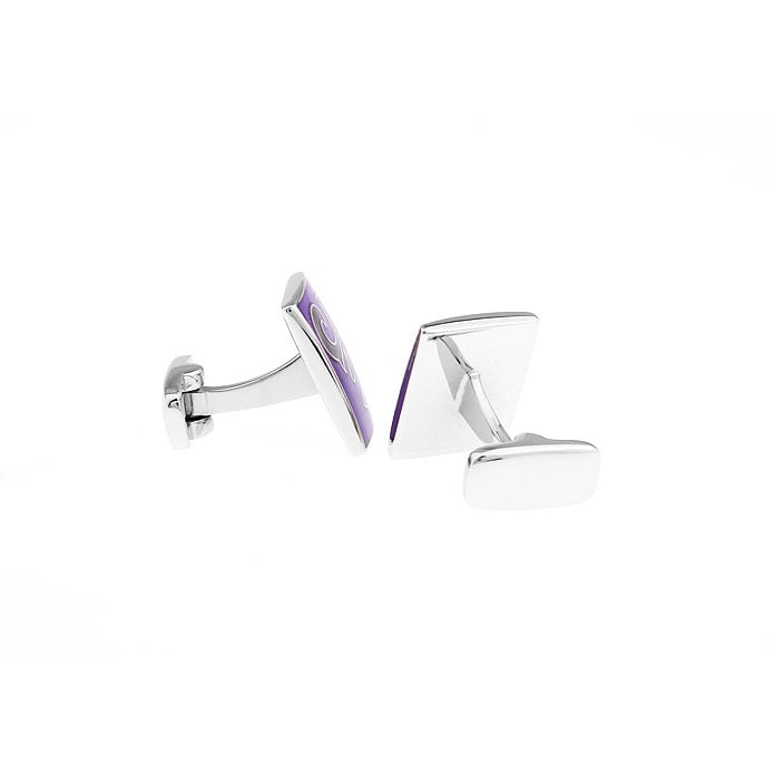 Purple Bold Passion Cufflinks Fleur Enamel Tile Cuff Links Solid Post Whale Tail Backing Cufflinks Image 3