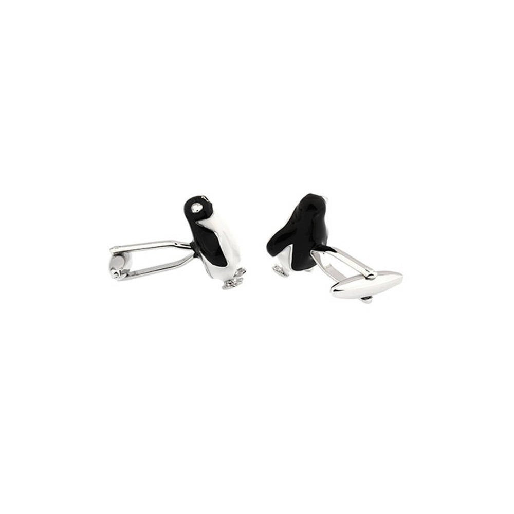 Heavy 3-D Marching Penguins Cufflinks Enamel Silver Tone Cuff Links Image 2