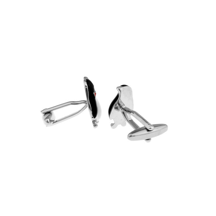 Silver Black White Penquin Fancy Red Bowtie Penguin Cufflinks Cuff Links Image 2