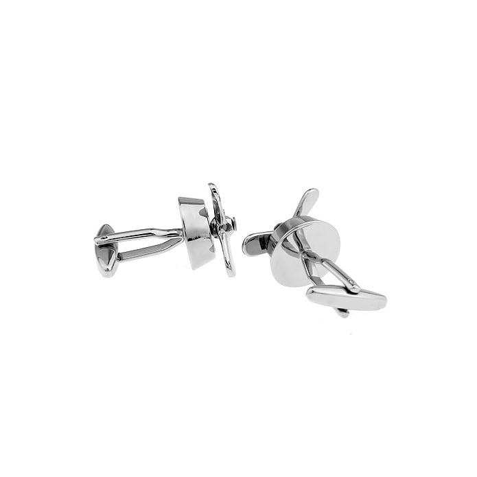 Propeller Cufflinks Silver Airplane Prop Spinner Flying Cuff Links Cufflinks Image 2