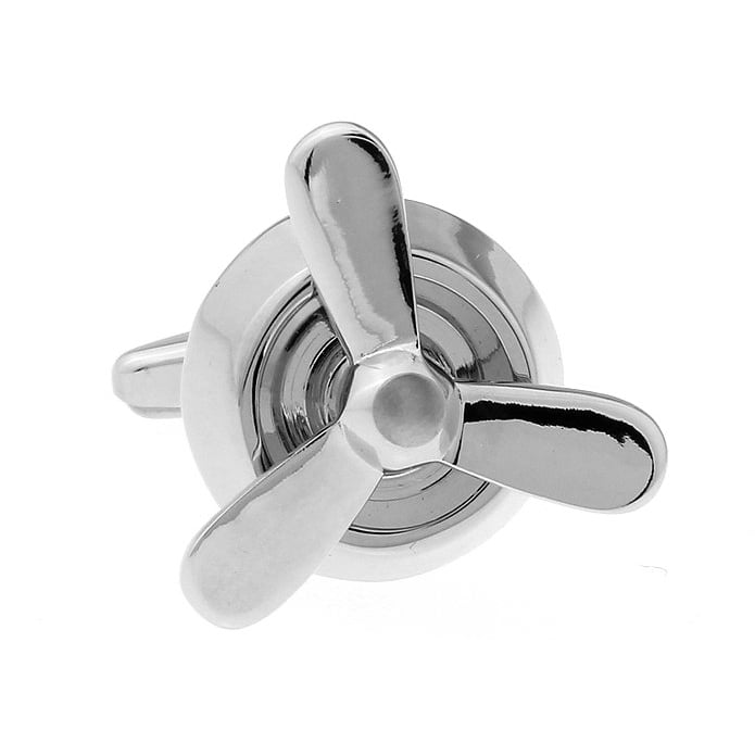 Propeller Cufflinks Silver Airplane Prop Spinner Flying Cuff Links Cufflinks Image 3