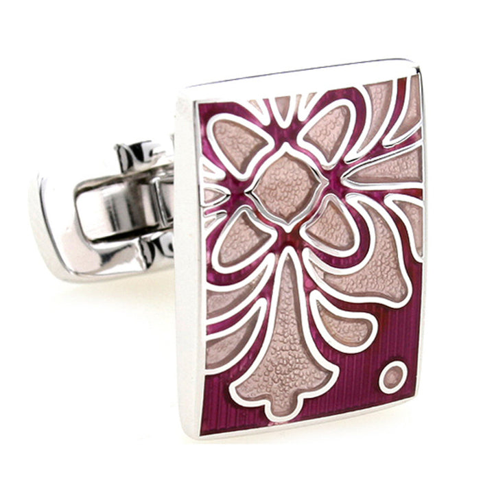 Burgundy Sage Cufflinks Santa Clara Enamel Bloom Tile Whale Tail Post Cufflinks Cuff Links Classic Style Dress Image 3