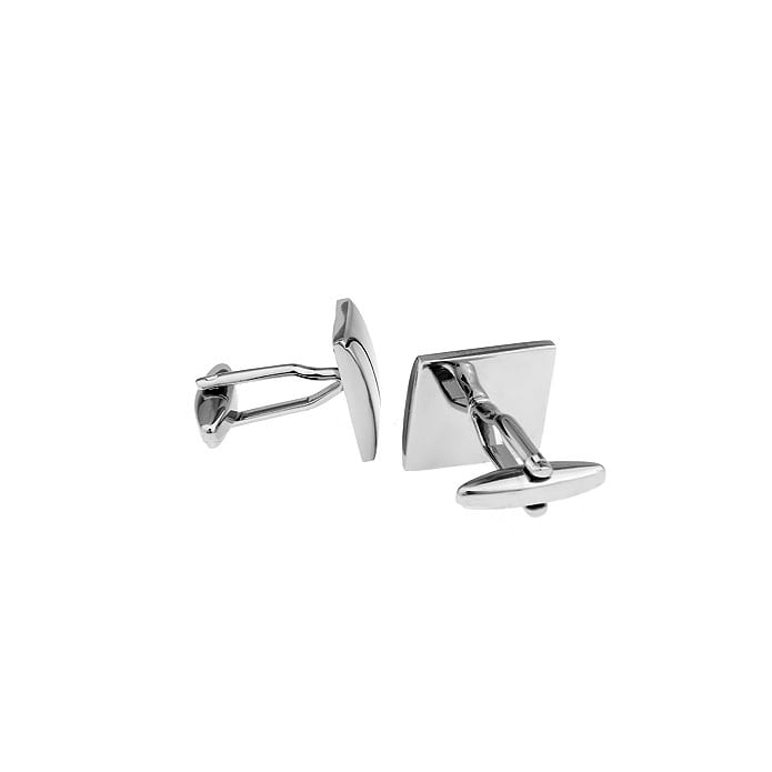 Brushed Silver Square Mens Cufflinks A Curve In The Road Black Accent Cuff Links The Big Day with Gift Box Image 2