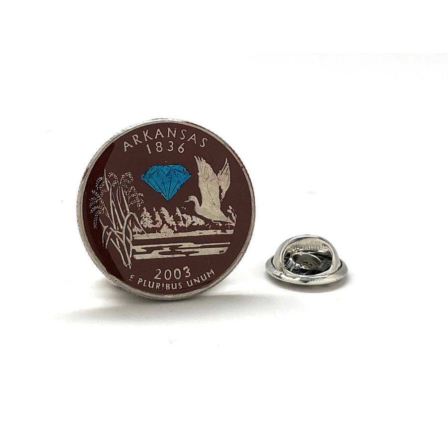 Enamel Pin Hand Painted Arkansas State Quarter Enamel Coin Lapel Pin Tie Tack Travel Souvenir Coins Collector Birth Year Image 1