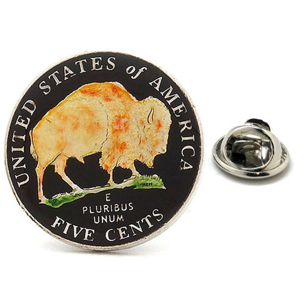 Enamel Pin Buffalo Nickle Enamel Coin Lapel Pin Tie Tack Hand Painted Collector Pin Travel Souvenir Coin Keepsakes Cool Image 1