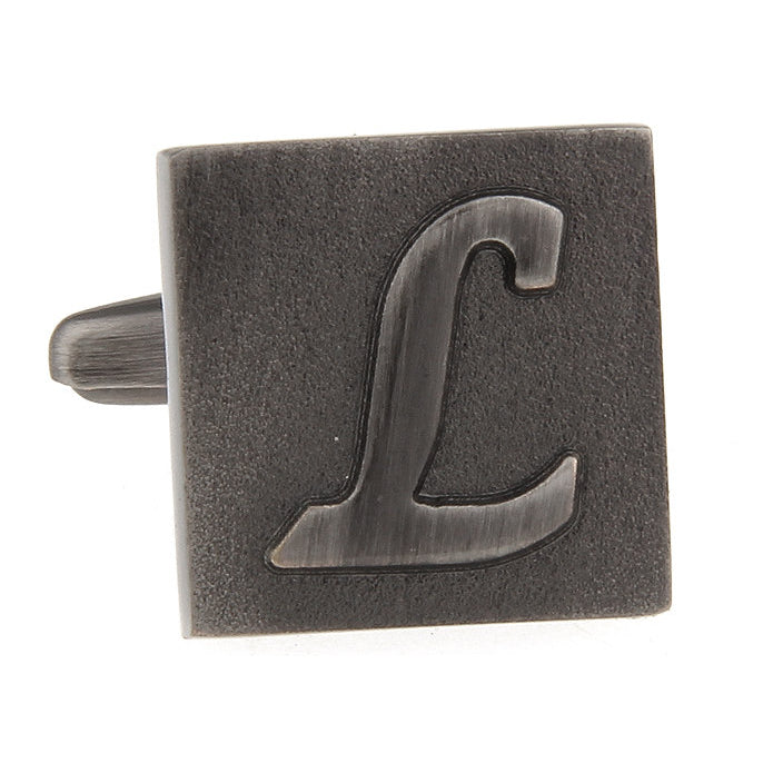 L Initial Cufflinks Gunmetal Square 3-D Letter Vintage English Personalized Wedding Cuff Links Groom Father Bride Image 4