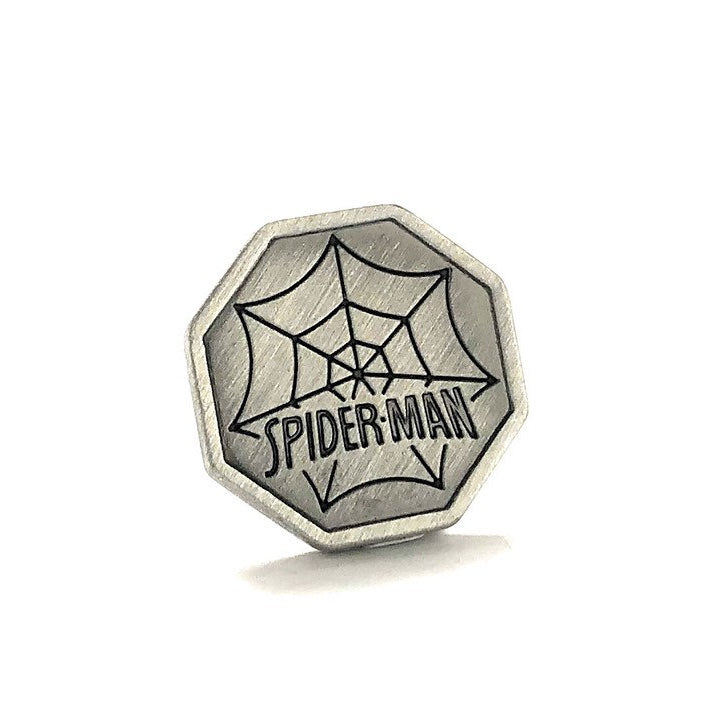 Enamel Pin Spiderman Pewter Lapel Pin Super Hero Spider Man Tie Tack Husband Gifts for Dad Gifts for Him spider web Image 2
