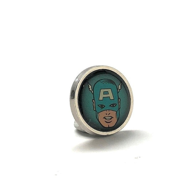 Enamel Pin Captain America Face Lapel Pin Super Hero Tie Tack Husband Gifts for Dad Gifts for Him Marvel Comics Image 2