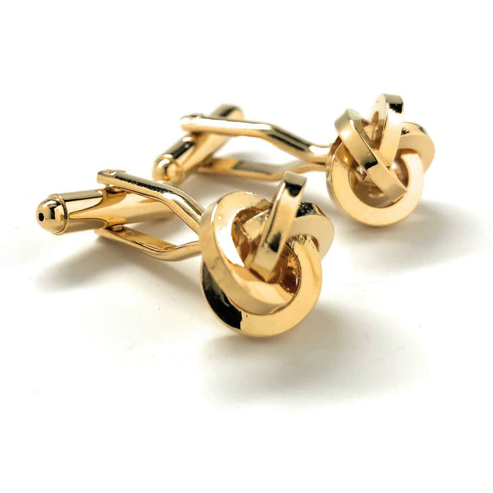 Gold Classic Knots Cufflinks Bullet Backing Cuff Links Comes with Cufflinks Box Image 4