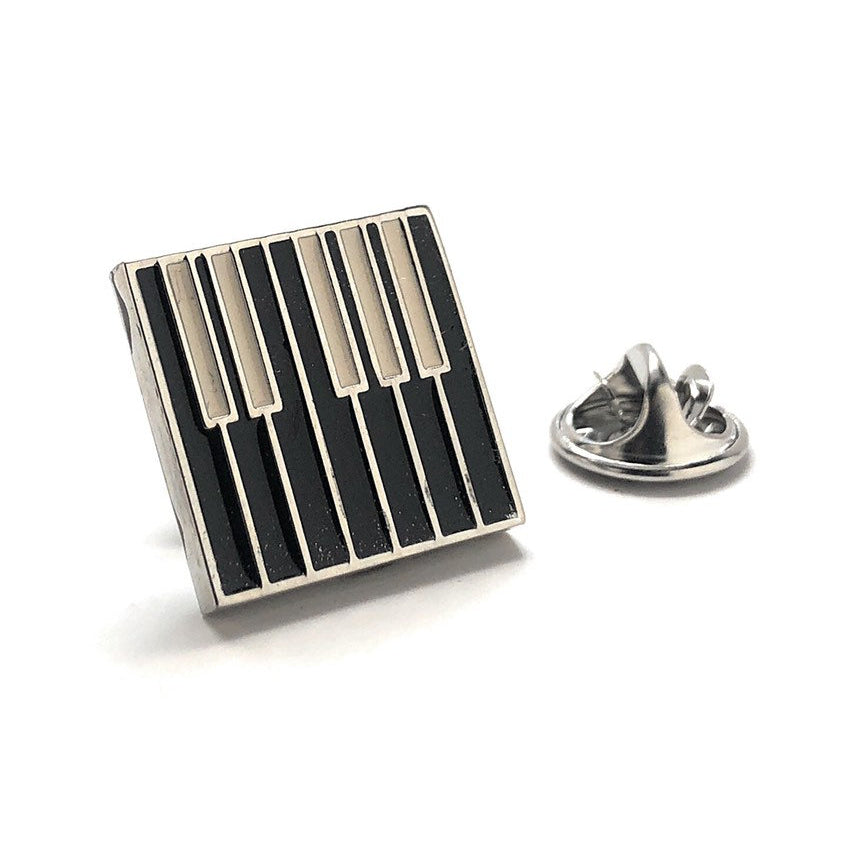 Black Enamel Pin Piano Keys Ebony and Ivory Tie Tack Tie Pin Image 1