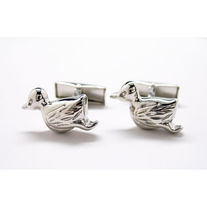 Baby Duck Cufflinks Shiny Silver Tone Cuff Links Image 2