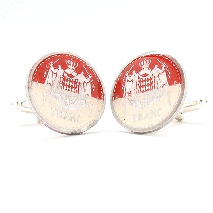 Enamel Cufflinks Monaco Enamel Coin Jewelry Cuff Links Hand Painted Flag Suit Vintage Suit France Monte Carlo Lucky Image 1