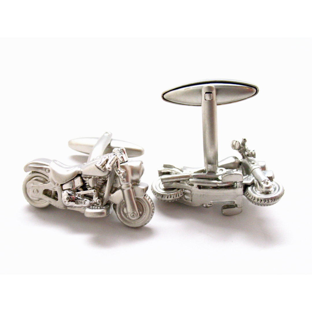 Highly Detailed Mens Motorcycle Cufflinks Road Bike Motorcycle Both Silver Tone and Silver Matt Finish 3D Silver Tone Image 4