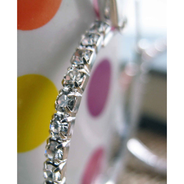 Women Sparkling Gem Hoop Earrings Silver Tone White Crystals Hoop Earrings Silk Road Jewelry Image 4