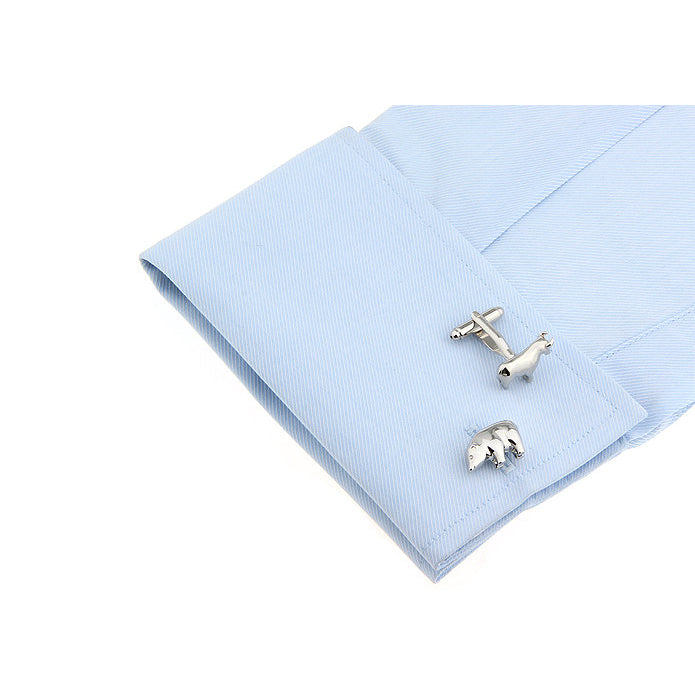 Silver Tone Bear and Bull Cufflinks Cuff Links Stock Market Financial Cufflinnks Image 3