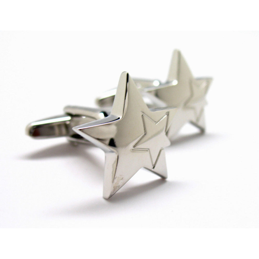 Silver Stars Cufflinks Were Gleaming Double Stars Cufflinks Cuff Links Image 2