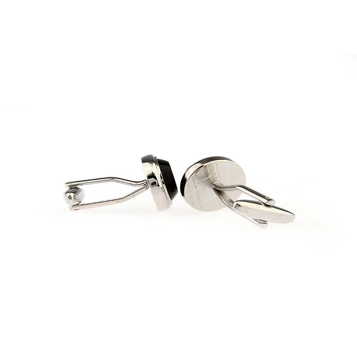 Oval Framed Silver with Black Agate Classic Cufflinks Cuff links Image 4