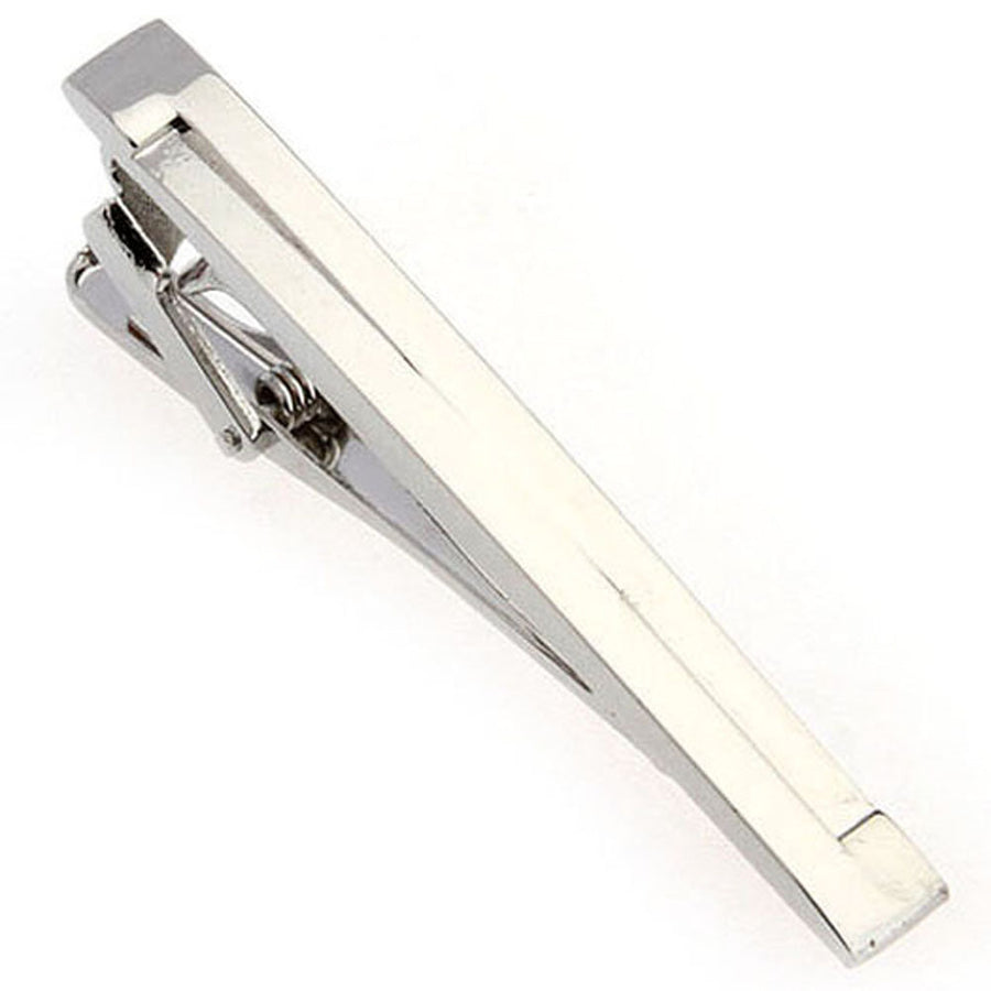Double Pressed Silver Classic Men Tie Clip Tie Bar Silver Tone Very Cool Comes with Gift Box Image 1