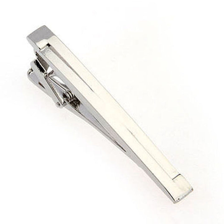 Double Pressed Silver Classic Men Tie Clip Tie Bar Silver Tone Very Cool Comes with Gift Box Image 3