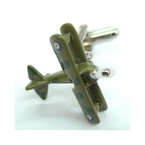 Biplane Cufflinks Green Camouflages Army Plane Cuff Links Image 1